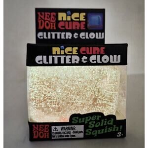 NeeDoh Nice Cube Glitter and Glow, Nee Doh Squishy, Glowing Ice Cube PINK